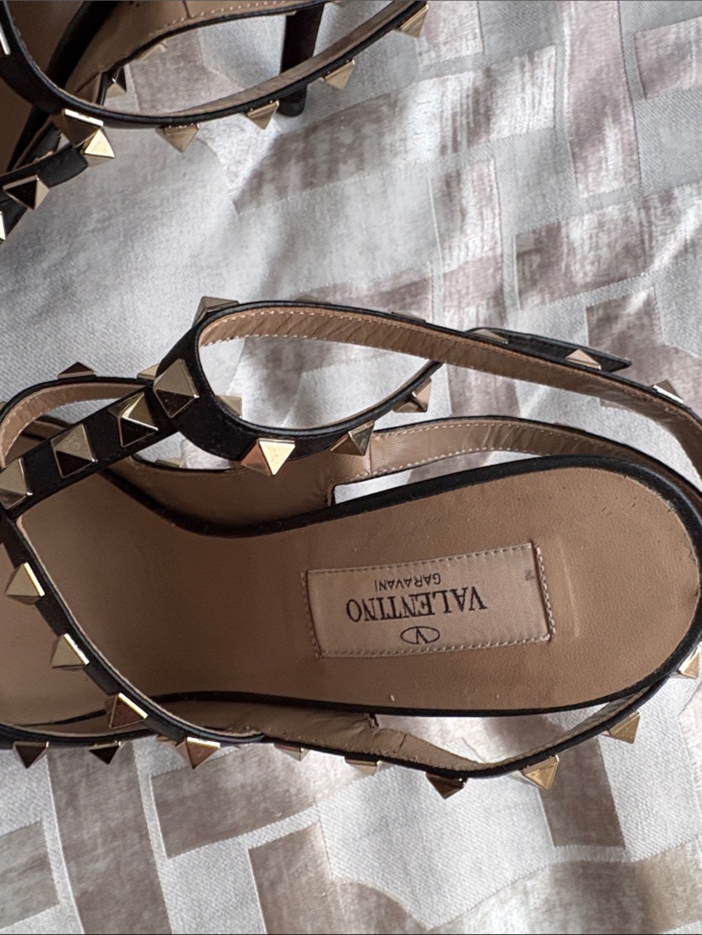 Valentino Black Stud-Embellished Pointed-Toe Slingback Heels - Picture 2 of 5